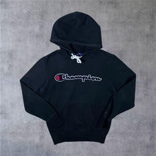 Load image into Gallery viewer, Champion Classic Embroidered Big Logo Spellout Pullover Black Hoodie
