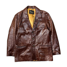 Load image into Gallery viewer, Vintage 90&#39;s REAL LEATHER Made In England Genuine Brown Leather Button Blazer Jacket
