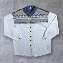 Load image into Gallery viewer, Vintage Forbidden Co. Aztec Pattern Cowboy Western Cotton White Long Sleeve Shirt
