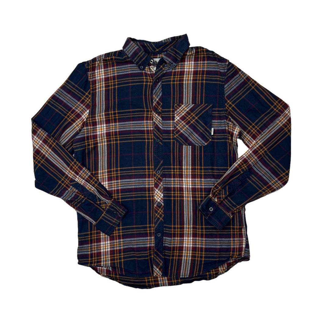 ELEMENT Classic Plaid Check Surfer Skater Long Sleeve Button-Up Flannel Cotton Shirt