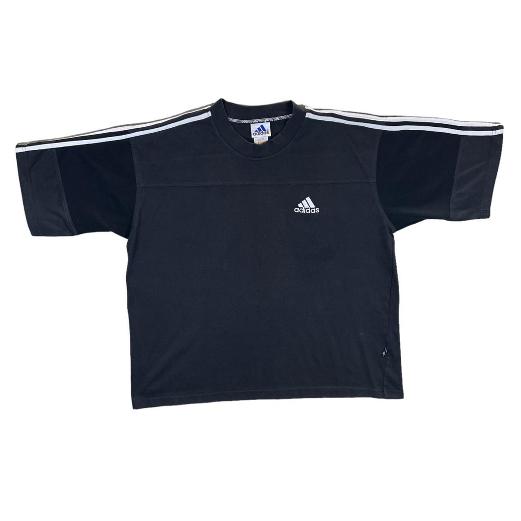 Vintage ADIDAS Classic Three Stripe Embroidered Mini Logo Heavy Cotton T-Shirt