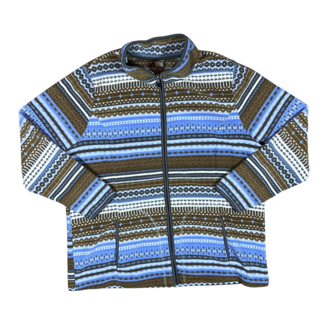Early 00's Fairisle Crazy Patterned Zip Fleece Sweatshirt