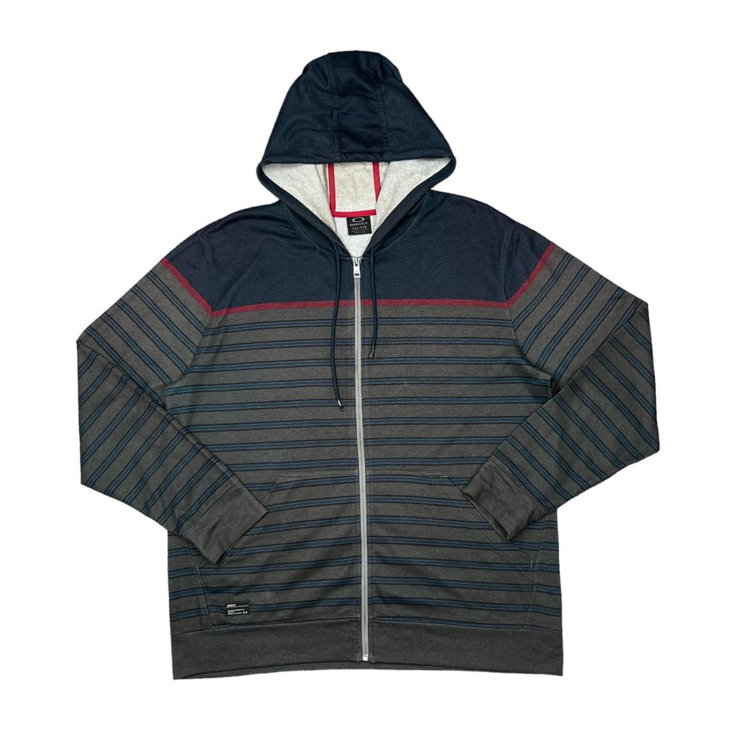 Early 00's OAKLEY y2k Colour Block Striped Skater Full Zip Hoodie