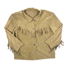 Load image into Gallery viewer, Suede Effect Cowboy Western Tan Light Brown Tasselled Long Sleeve Shirt
