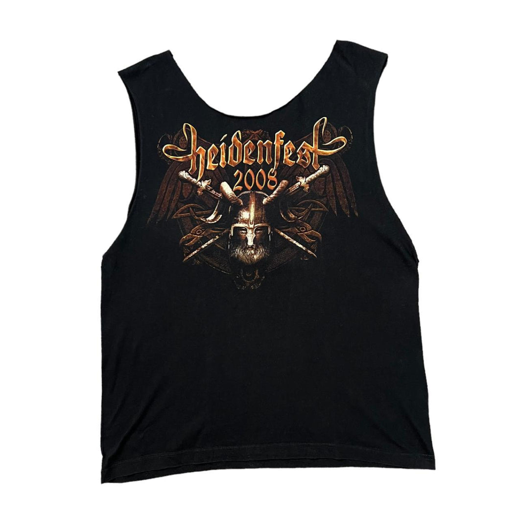 HEIDENFEST (2008) Black Death Folk Heavy Metal Music Band Festival Lineup Graphic Cutoff T-Shirt Vest