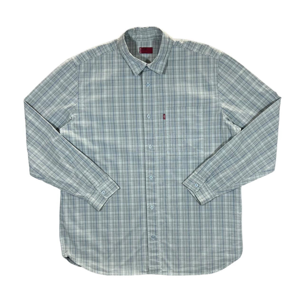 Vintage LEVI'S RED TAB Classic Blue Plaid Check Long Sleeve Cotton Shirt