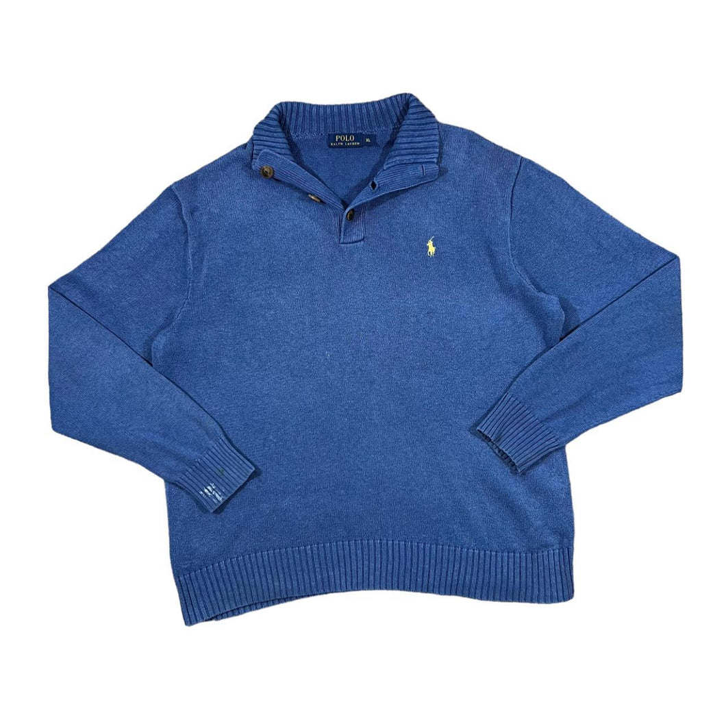 POLO RALPH LAUREN Embroidered Mini Logo 1/4 Button Pullover Knit Sweater Jumper