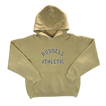 Load image into Gallery viewer, Vintage Russell Athletic &quot;Basic Sweat&quot; Spellout Graphic Yellow Hoodie
