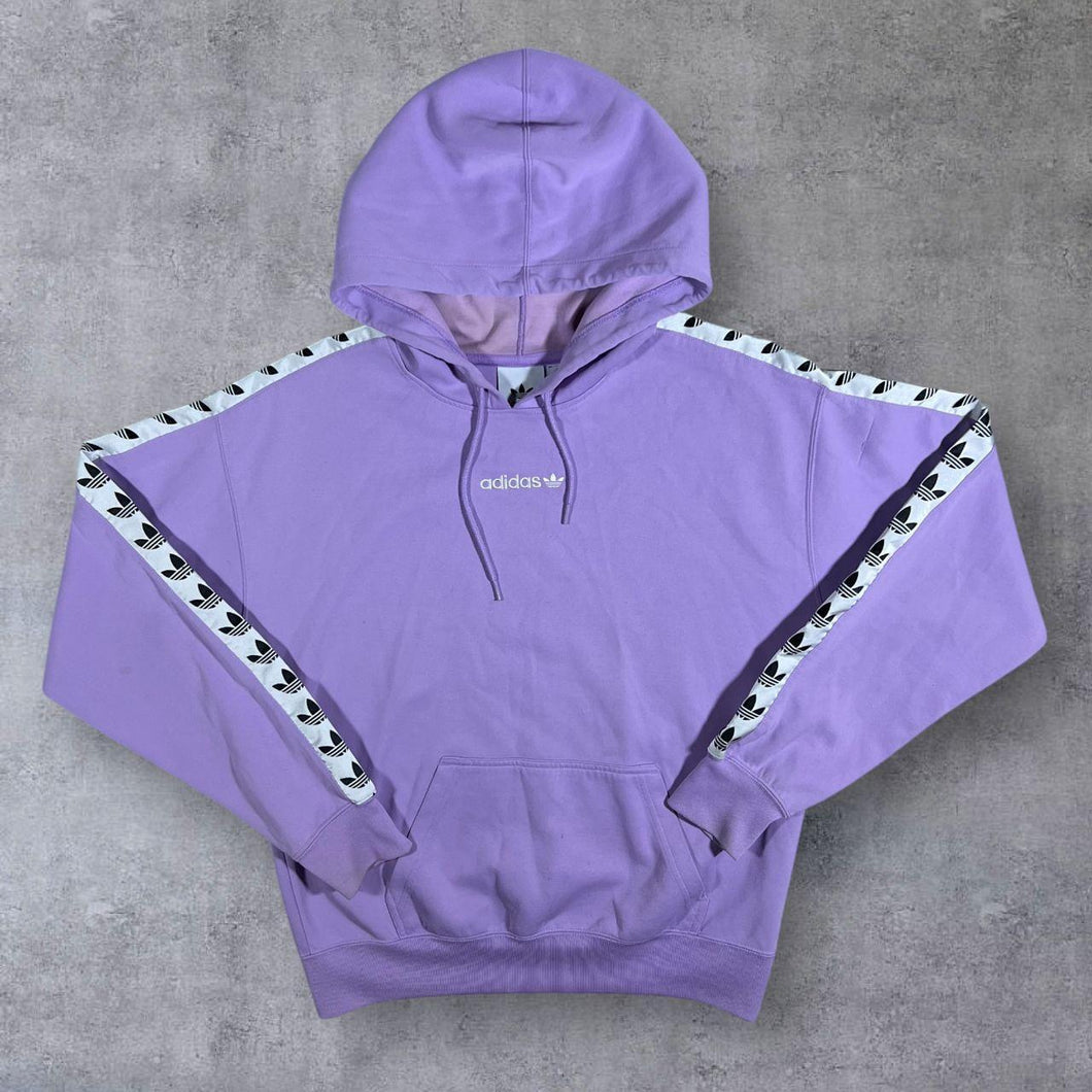 Adidas Logo Tape Sleeve Mini Spellout Purple Pullover Hoodie