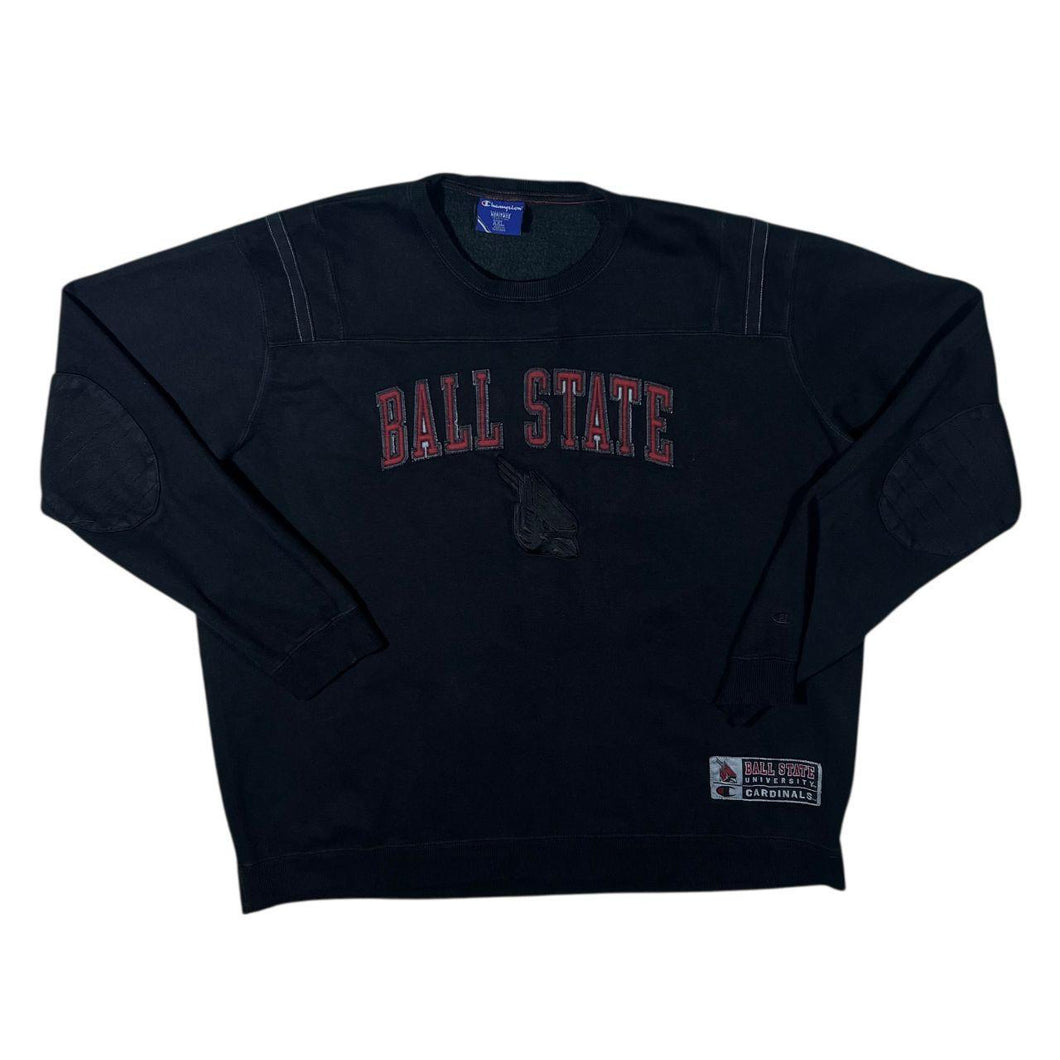 Champion Ball State University Cardinals Embroidered College Black Crewneck Sweatshirt