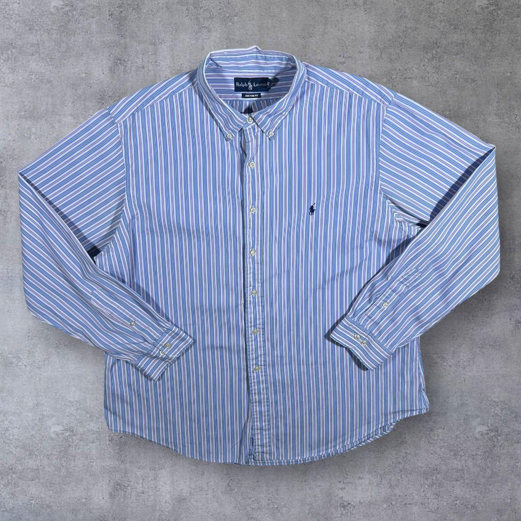 Vintage Ralph Lauren Multi Striped Cotton Long Sleeve Button-Up Shirt