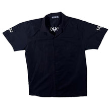 Load image into Gallery viewer, Early 00&#39;s Identic Gothic Biker Y2K Embroidered Tribal Motif Short Sleeve Shirt
