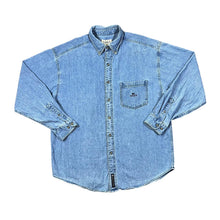 Load image into Gallery viewer, Vintage Gear For Sports NCAA MICHIGAN WOLVERINES Embroidered Pocket Logo Denim Long Sleeve Button-Up Shirt
