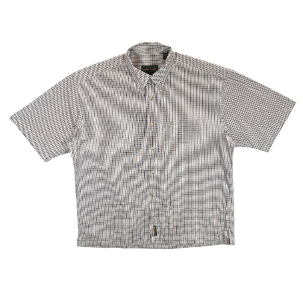 Vintage TIMBERLAND Brown-Beige Check Cotton Short Sleeve Button-Up Shirt