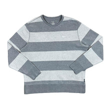 Load image into Gallery viewer, NIKE Athletic Dept. Embroidered Mini Logo Colour Block Grey Striped Crewneck Sweatshirt
