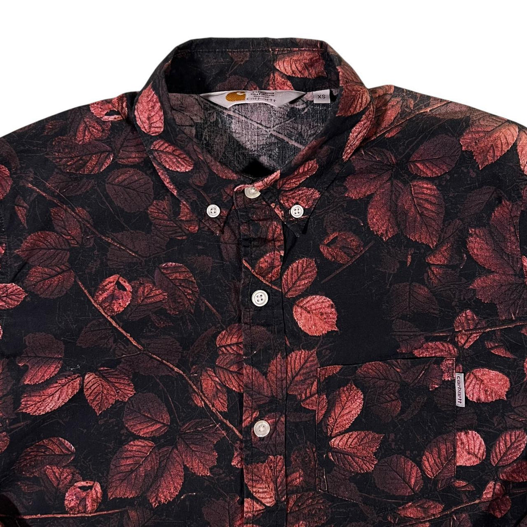 Carhartt Floral Leaves Patterned Long Sleeve Button-Up Cotton Shirt