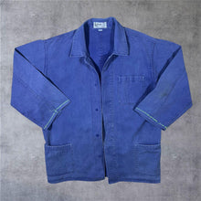 Load image into Gallery viewer, Vintage Lotus French Chore Worker Style Blue Cotton Distressed Jacket
