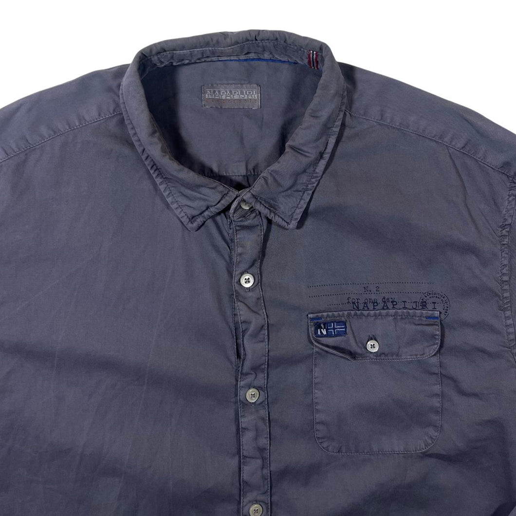 Napapijri Geographic Classic Dark Grey Long Sleeve Cotton Shirt