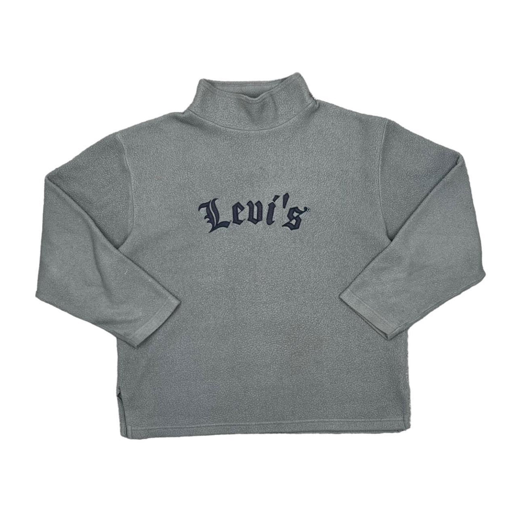 Vintage LEVI'S Embroidered Old English Spellout Mock High Neck Fleece Sweatshirt