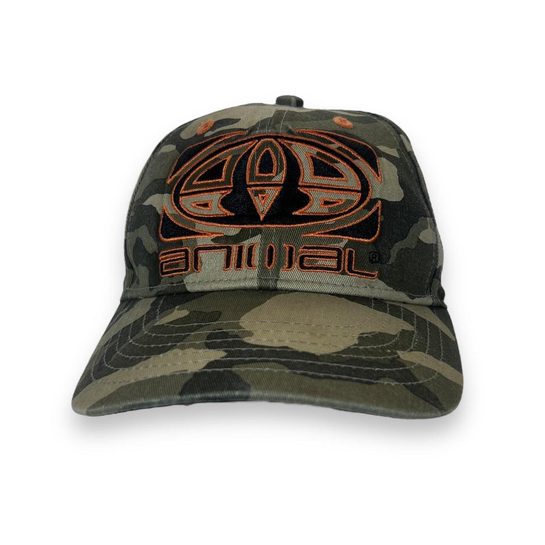ANIMAL Embroidered Logo Spellout Camo Camouflage Skater Surfer Baseball Cap