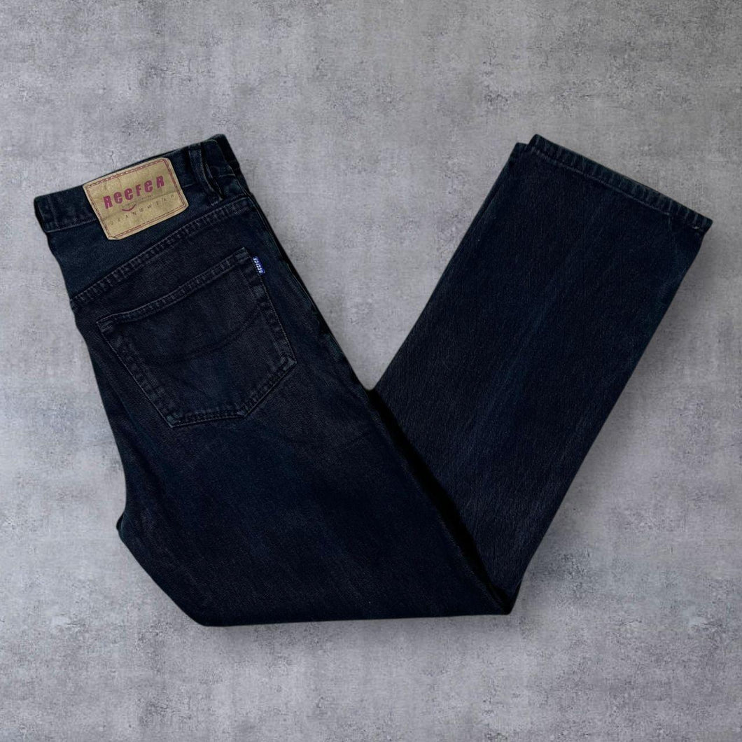 Early 00's Reefer Skater Surfer Black Straight Leg Cotton Denim Jeans