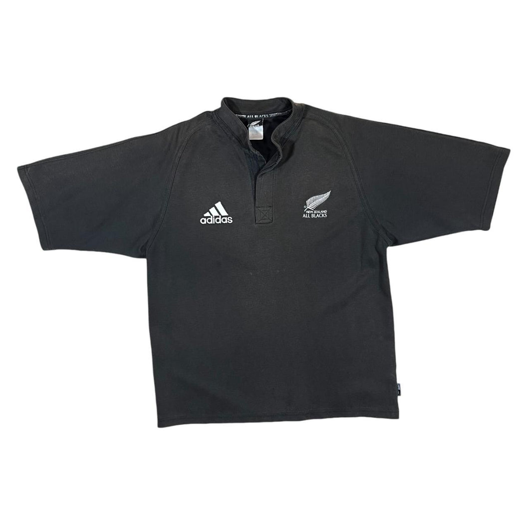 Early 00's Adidas NEW ZEALAND ALL BLACKS Embroidered Logo Rugby Shirt Top