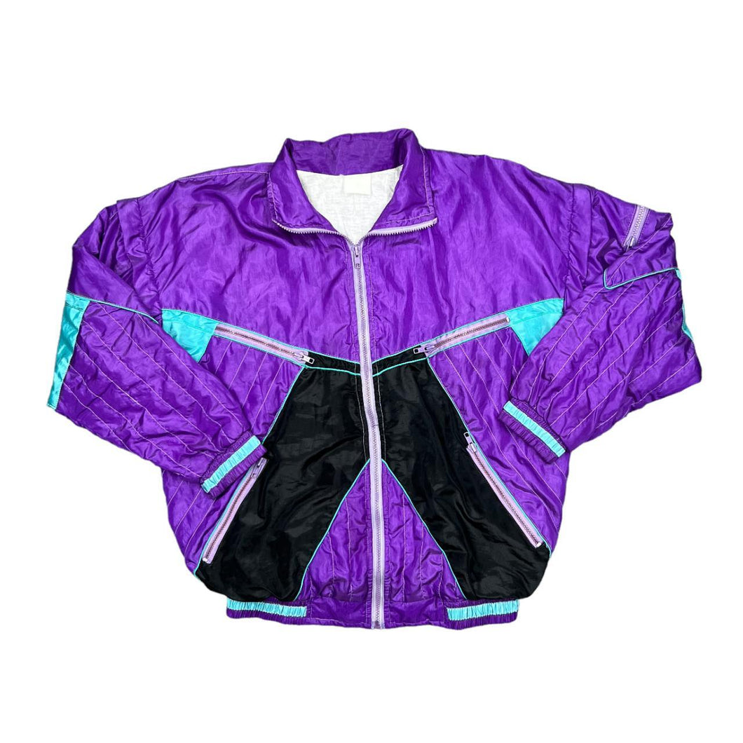 Vintage 90's Crazy Multi Colour Block Festival Shell Windbreaker Tracksuit Jacket