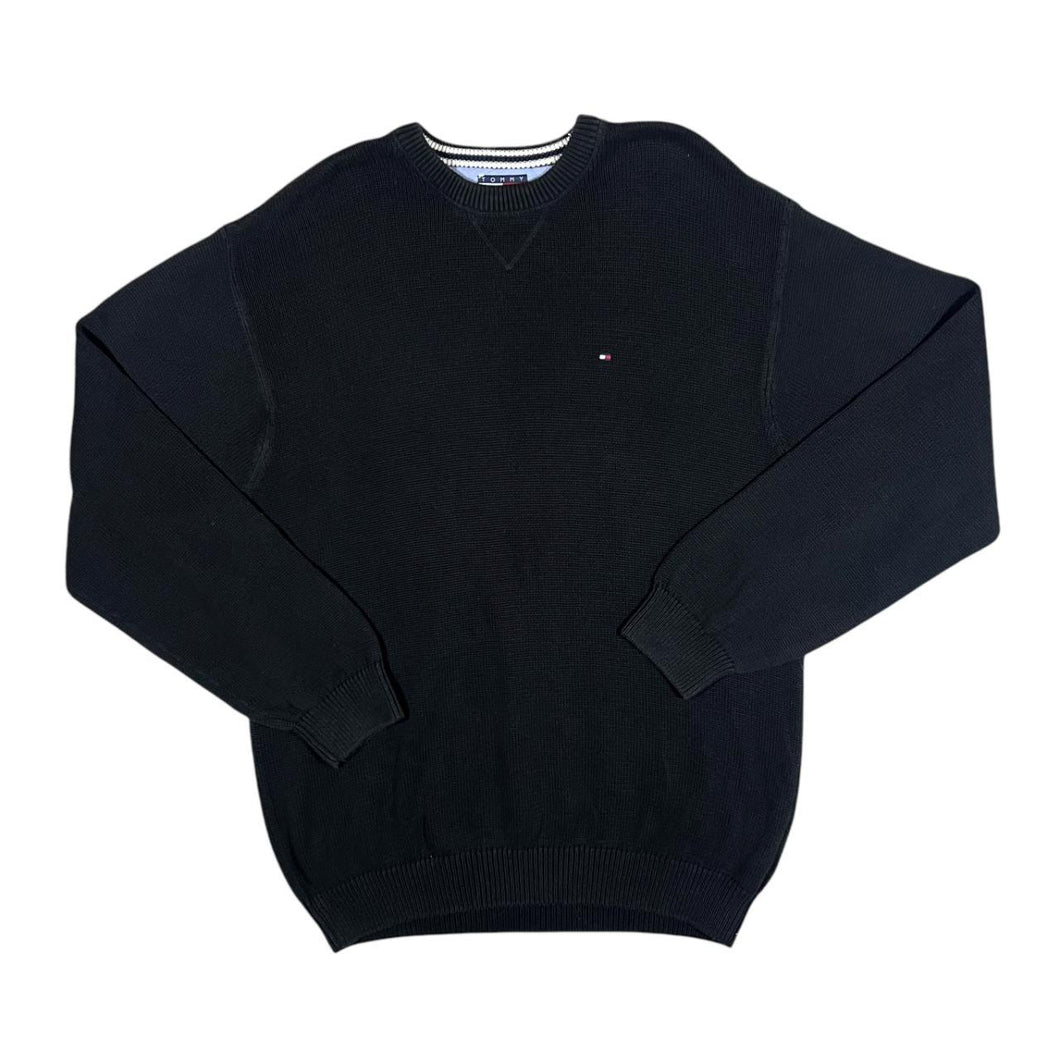 Vintage TOMMY HILFIGER Classic Mini Logo Dark Navy Heavyweight Knit Sweater Jumper