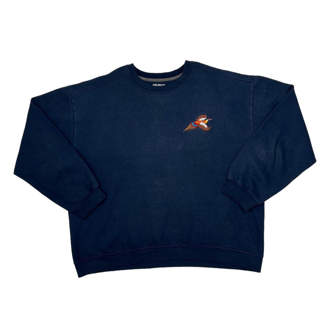GILDAN Embroidered Pheasant Bird Animal Nature Crewneck Sweatshirt