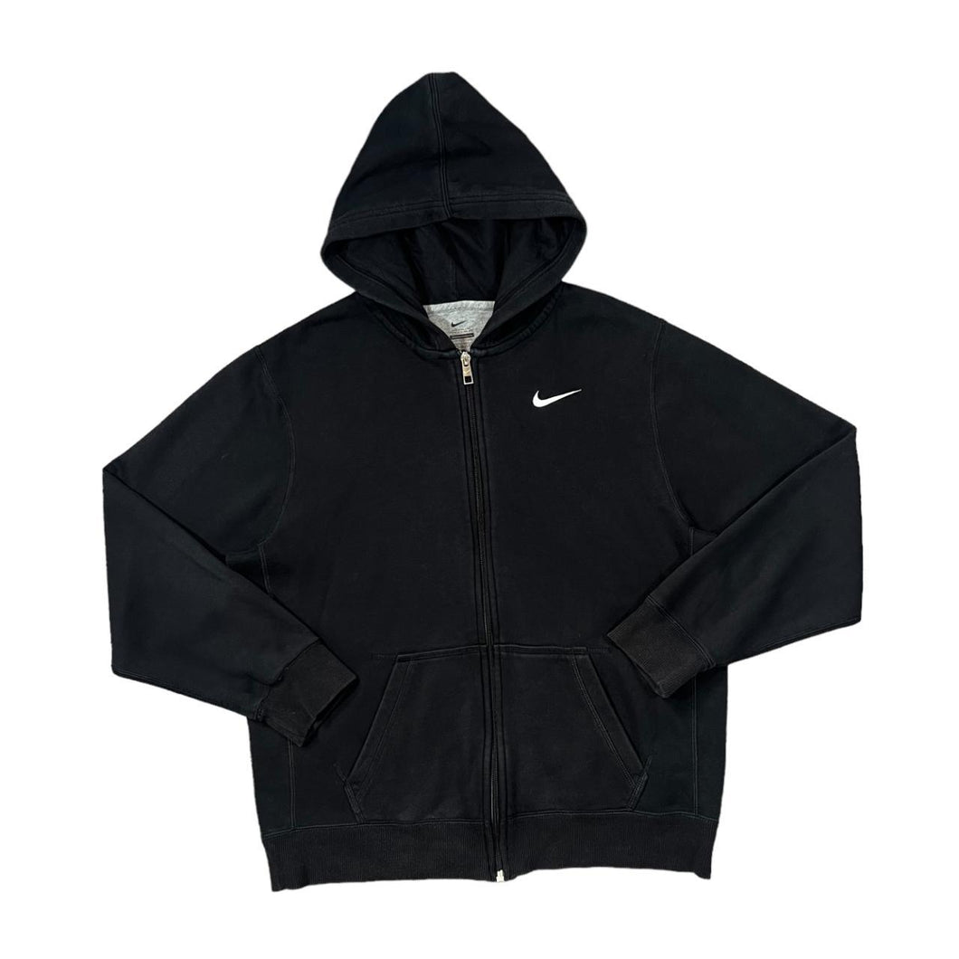 NIKE Classic Embroidered Mini Swoosh Logo Black Zip Hoodie