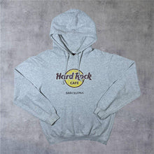 Load image into Gallery viewer, Hard Rock Cafe "Barcelona" Classic Souvenir Logo Graphic Grey Pullover Hoodie
