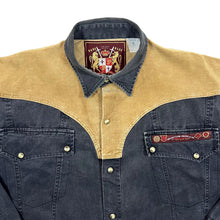 Load image into Gallery viewer, Vintage Projection Privee &amp; Co. Cowboy Western Black Denim Long Sleeve Popper Shirt
