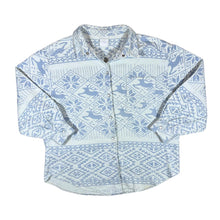 Load image into Gallery viewer, Vintage 90&#39;s Festive Deer Snowflake Patterned Popper Button Long Sleeve Flannel Shirt
