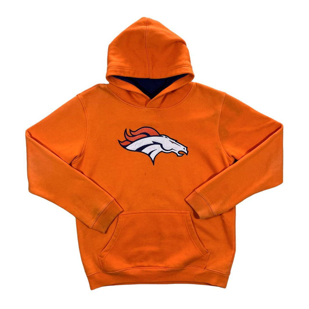 NFL DENVER BRONCOS Football Embroidered Logo Orange Pullover Hoodie