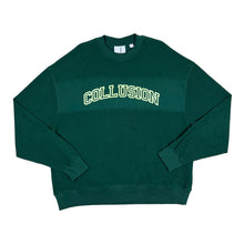 Load image into Gallery viewer, COLLUSION Graphic Spellout Towelling Green Crewneck Sweatshirt
