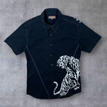 Load image into Gallery viewer, Early 00&#39;s Freestyle Armand Thiery Y2K Tiger Black Popper Short Sleeve Shirt
