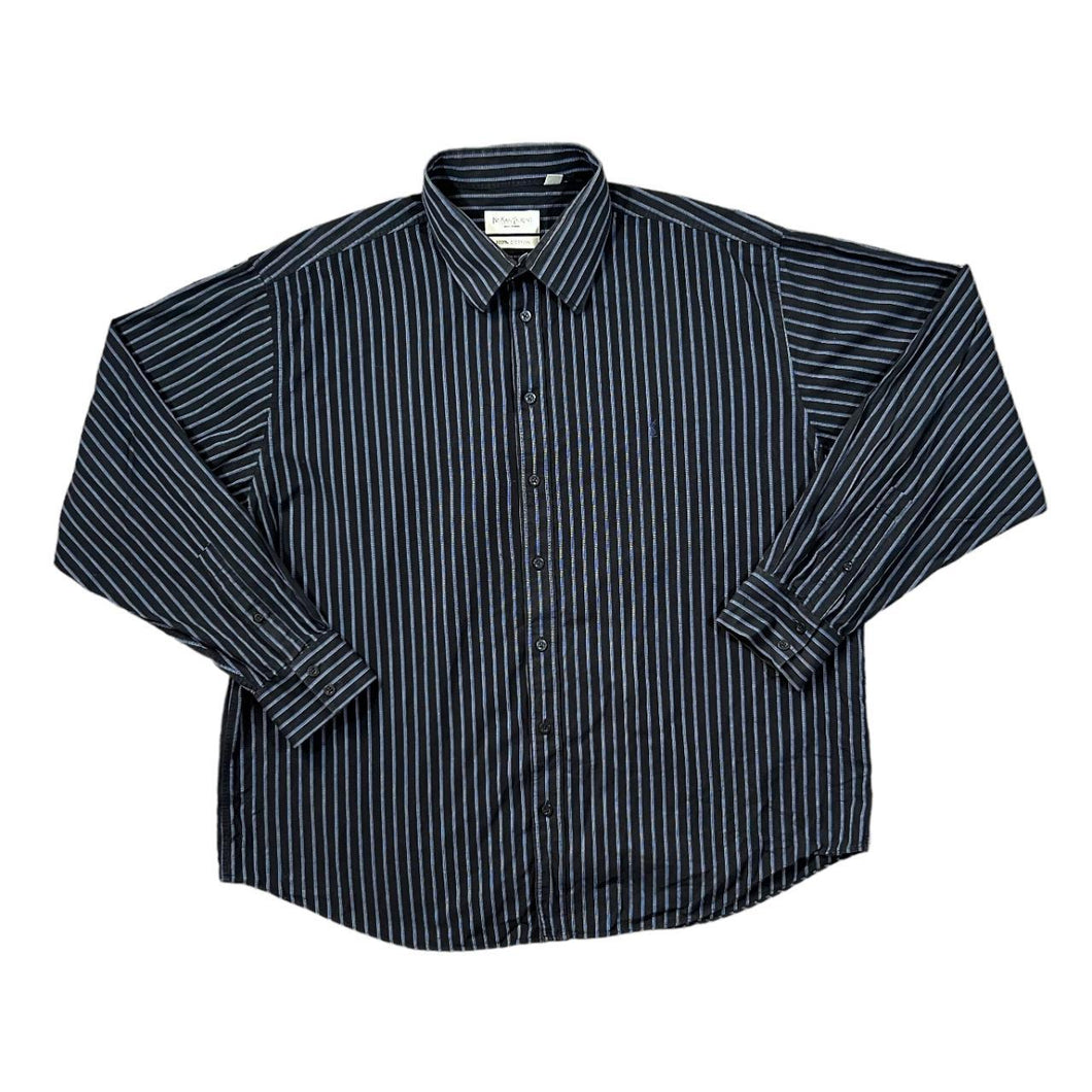 Early 00's YVES SAINT LAURENT YSL Mini Logo Striped Long Sleeve Shirt