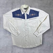 Load image into Gallery viewer, Atlas For Men Cowboy Western Embroidered Native Panel Cream Long Sleeve Cotton Shirt
