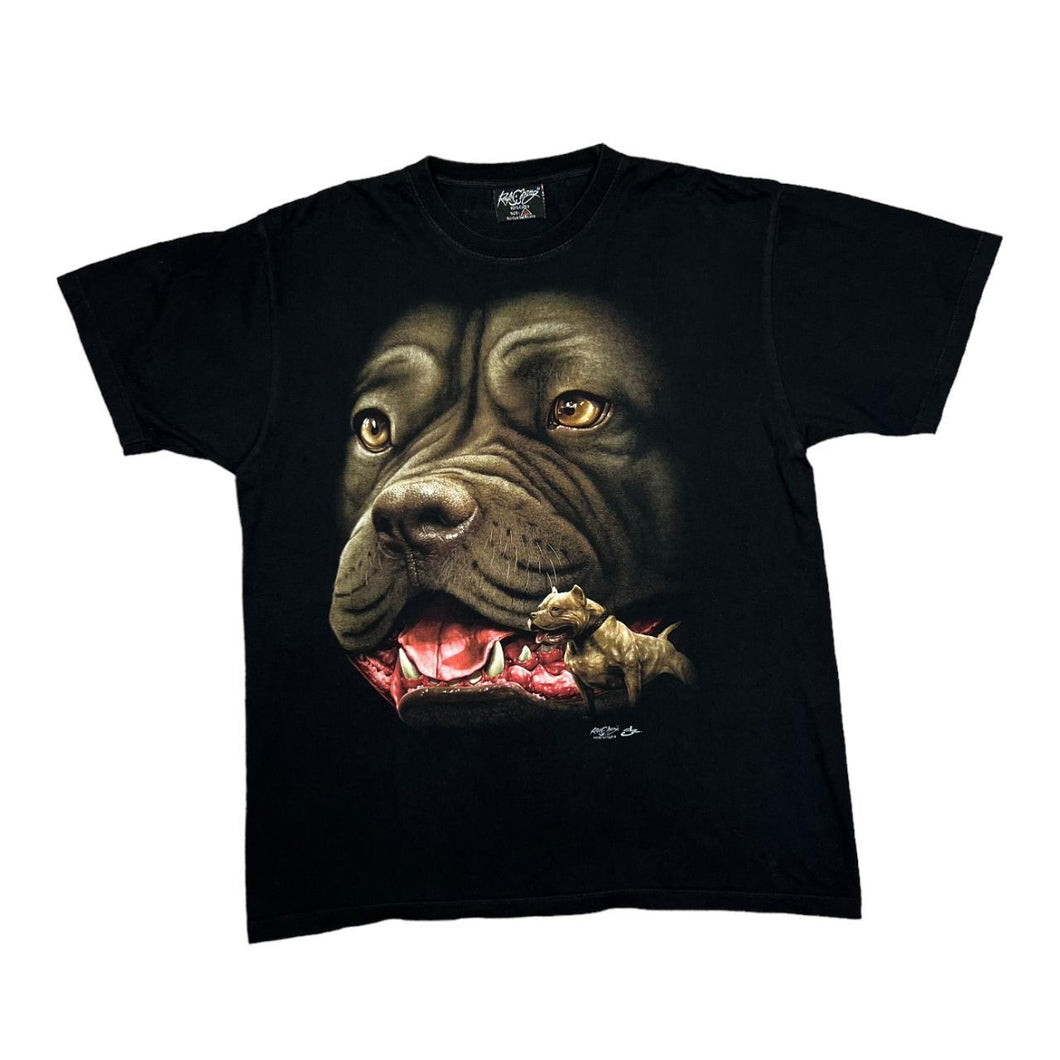 Early 00's ROCK CHANG Pitbull Terrier Dog Animal Graphic T-Shirt