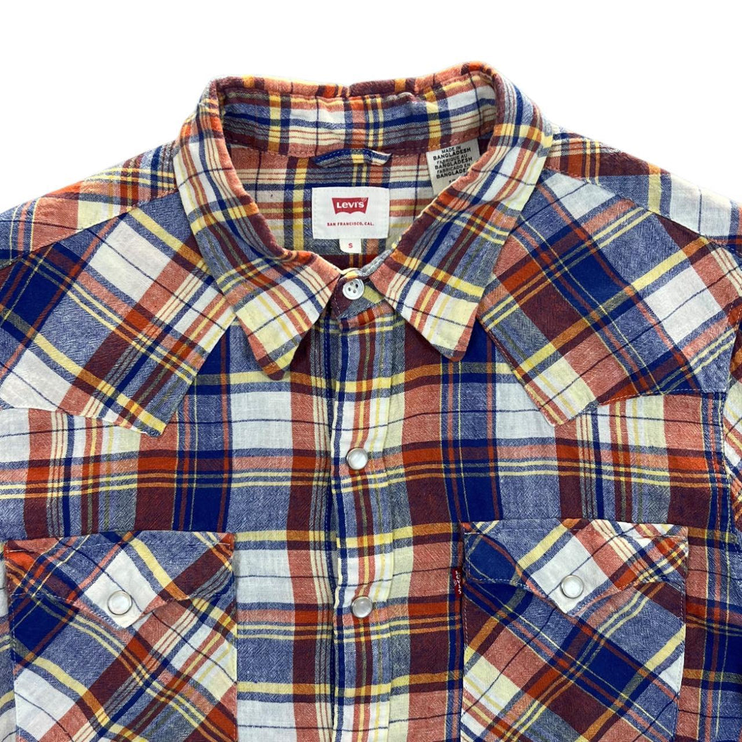 Levi's Multi Plaid Check Western Popper Button Long Sleeve Shirt