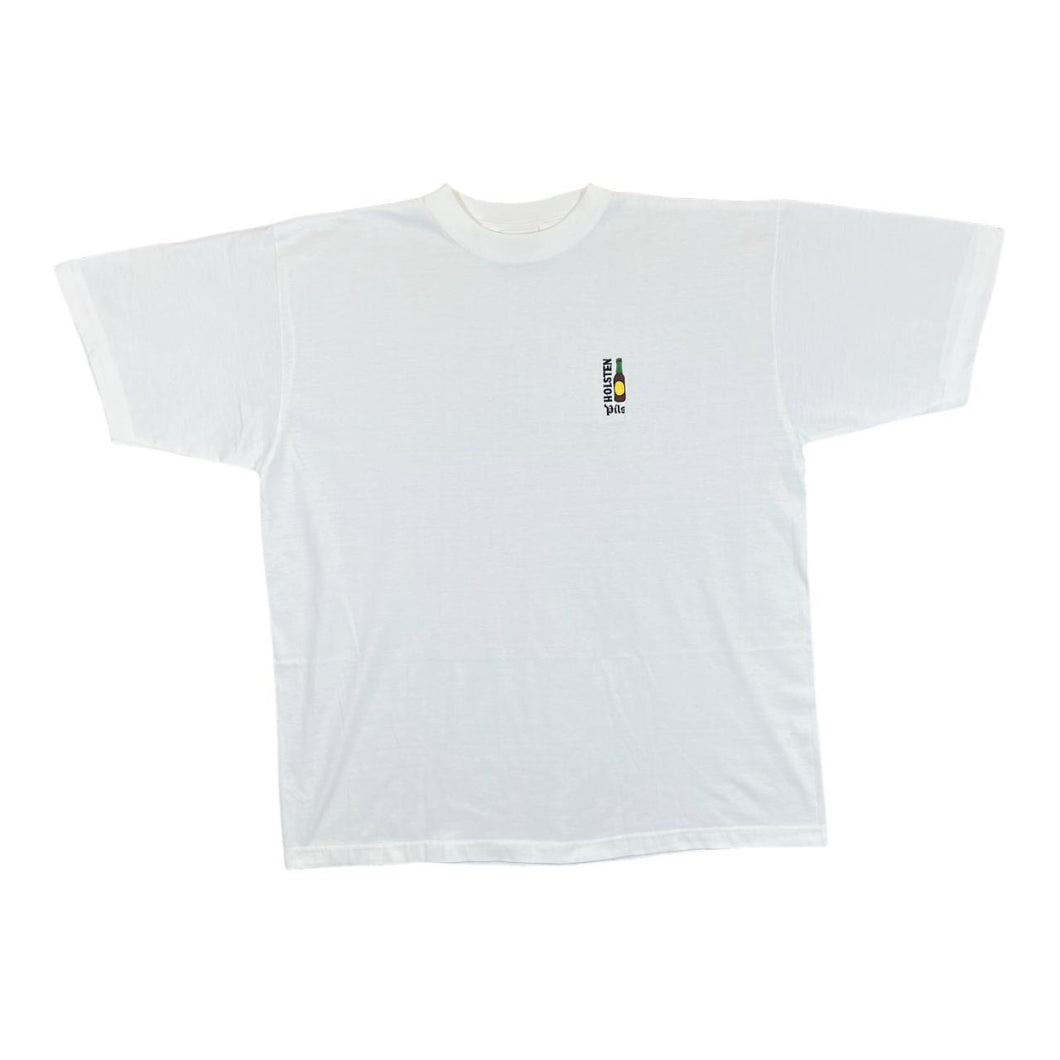 Vintage HOLSTEN PILS Beer Embroidered Mini Patch Logo White T-Shirt
