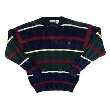 Load image into Gallery viewer, Vintage IZOD Embroidered Mini Logo Multi Colour Striped Cotton Knit Sweater Jumper
