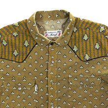 Load image into Gallery viewer, Vintage Mistral Cowboy Western Patterned Yellow Popper Button Long Sleeve Shirt
