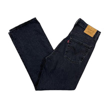 Load image into Gallery viewer, LEVI&#39;S &quot;Ribcage Straight&quot; Classic Black Frayed Cuff Straight Leg Denim Jeans
