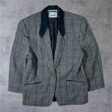 Load image into Gallery viewer, Vintage 80's 90's David N. Houndstooth Suede Collar 100% Wool Blazer Jacket
