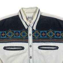 Load image into Gallery viewer, Vintage 90&#39;s Designer&#39;s Club Cowboy Western Embroidered Panel Long Sleeve Shirt
