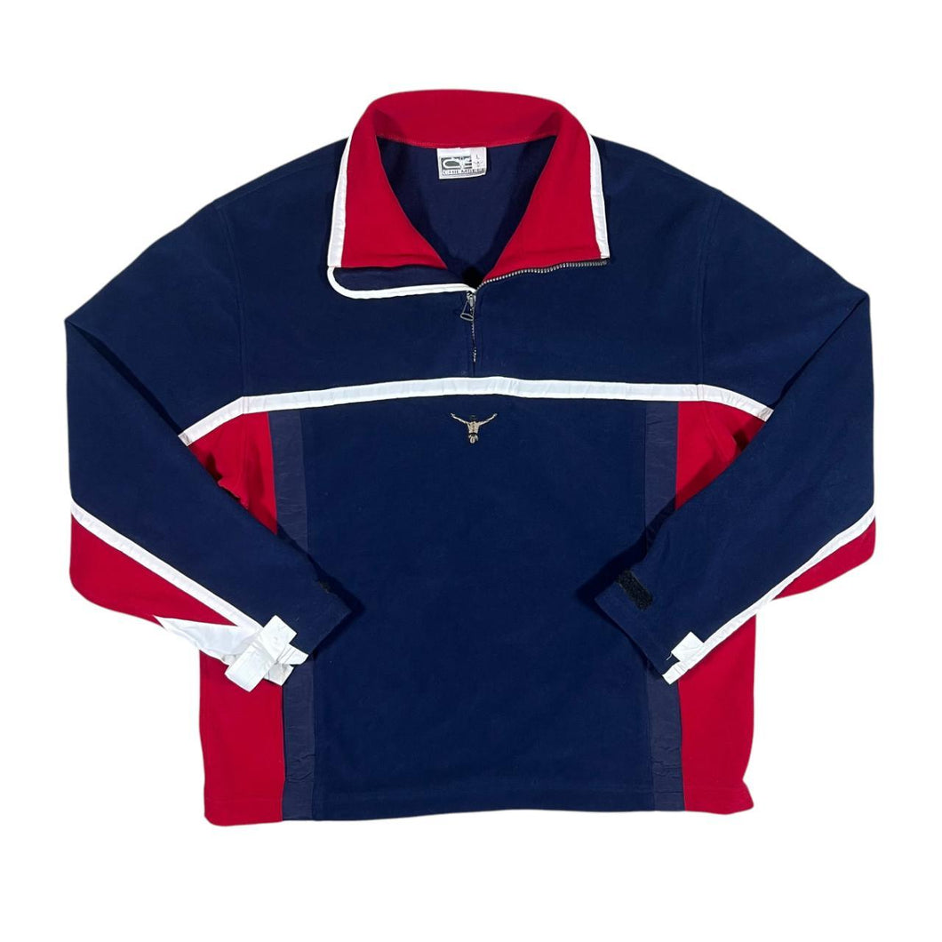 Vintage CHIEMSEE Colour Block Mini Centre Logo 1/4 Zip Pullover Fleece Sweatshirt