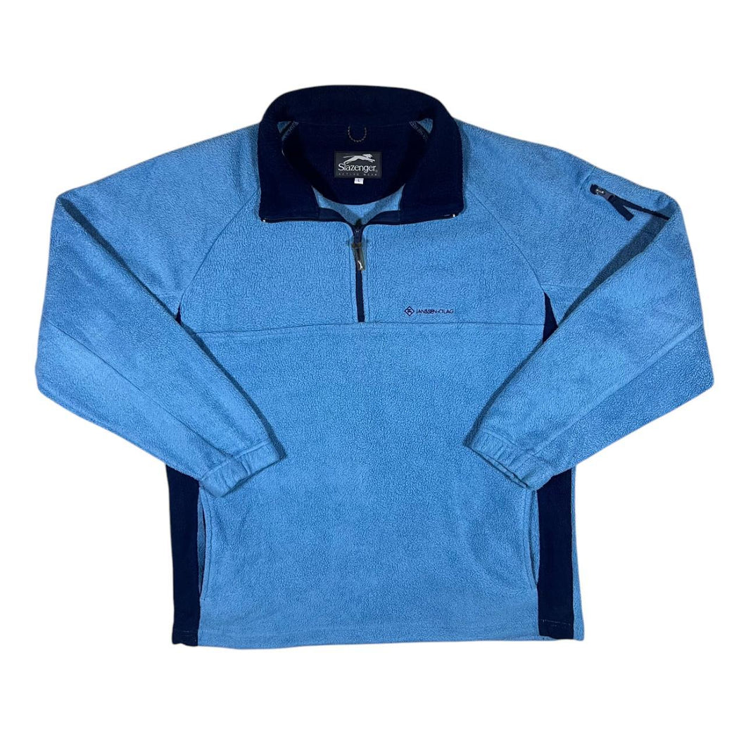 Vintage SLAZENGER Mini Logo Blue 1/4 Zip Fleece Sweatshirt