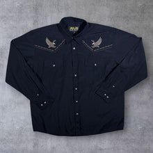 Load image into Gallery viewer, Atlas For Men Cowboy Western Eagle Graphic Panel Black Long Sleeve Cotton Shirt
