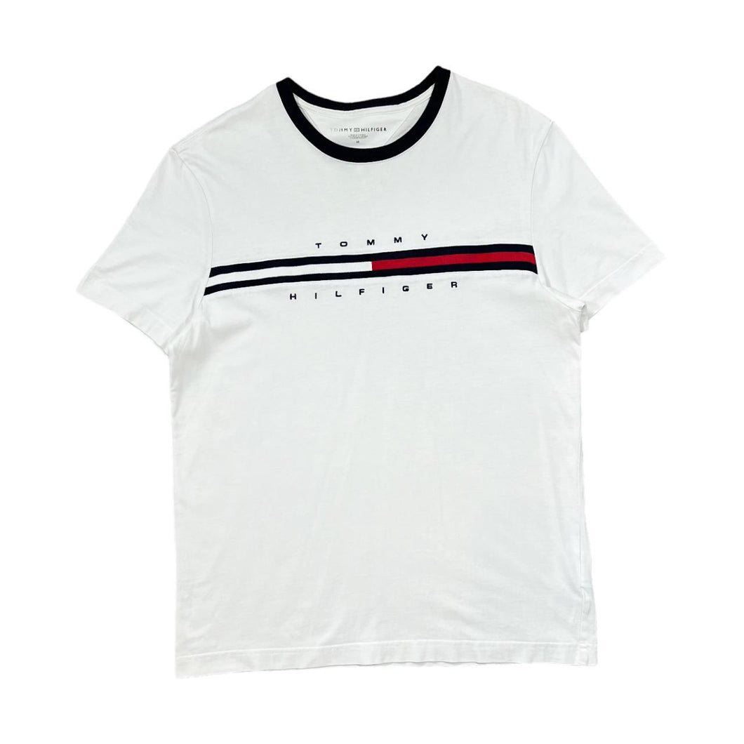 TOMMY HILFIGER Embroidered Big Logo Spellout Short Sleeve Cotton T-Shirt